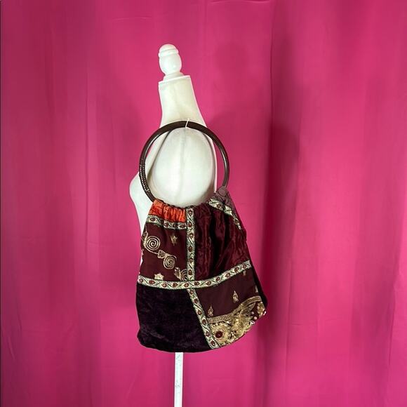 Unbranded purple velvet, tapestry, sequin and embroidery patchwork shoulder bag - Picture 1 of 11